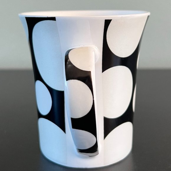 Burton + Burton Onyx Black w/ Large White Polka Dot Ceramic Cup / Mug - Picture 3 of 6